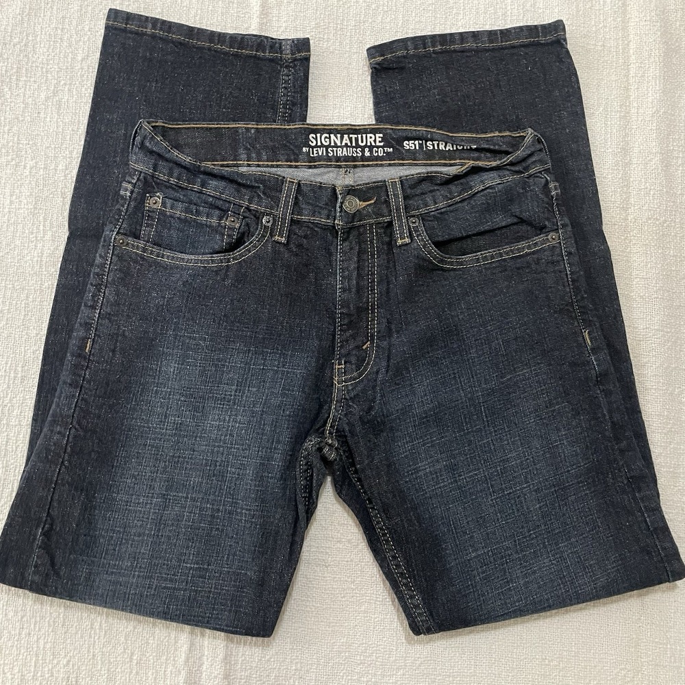 Signature By LEVI STRAUSS‎ Men's S51 Straight Flex Dark Denim Jeans 31x30 Nice